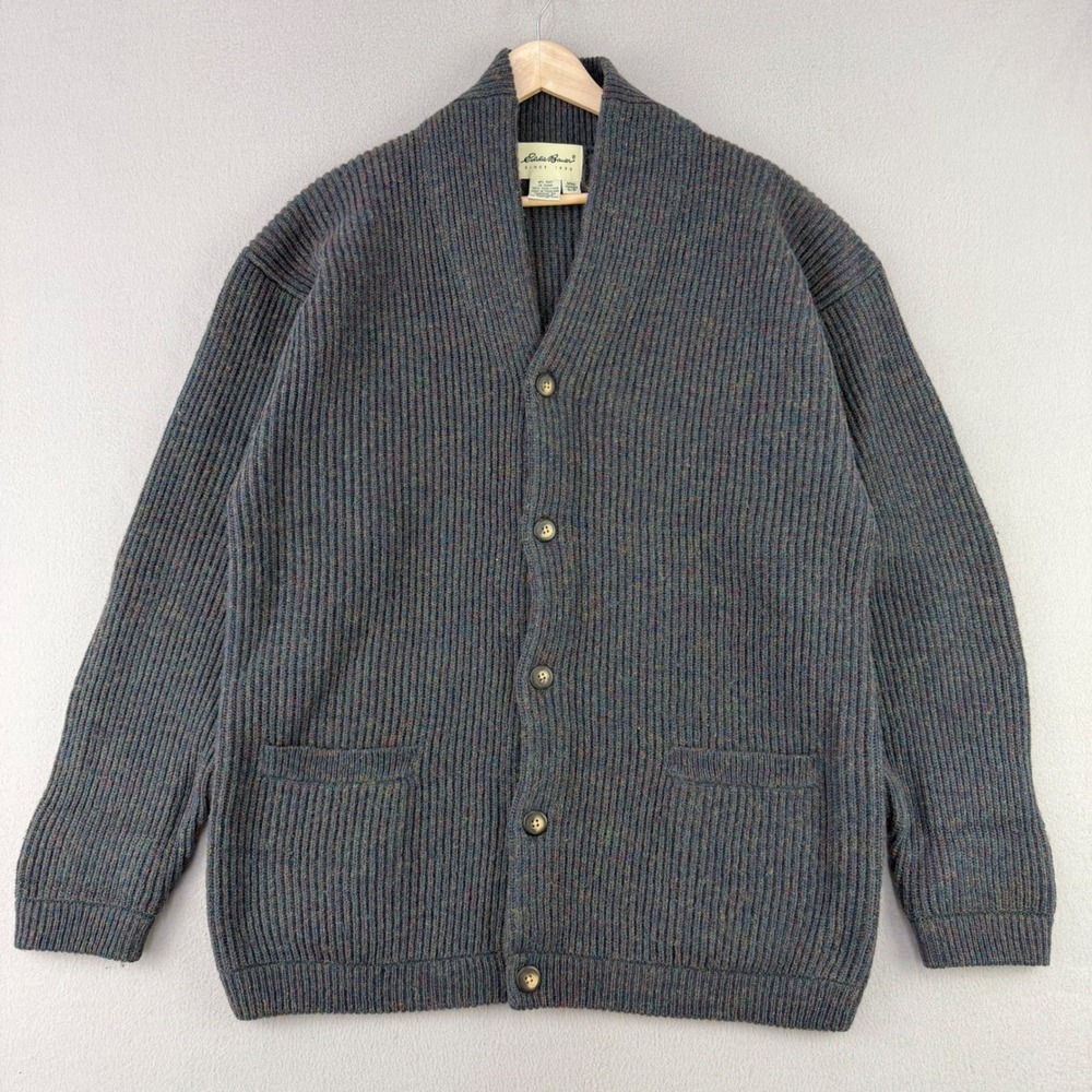Vintage Eddie Bauer Wool Cardigan Sweater Mens S Button Front Fisherman Heritage